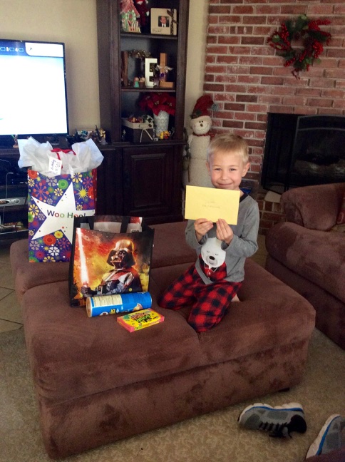 Hiatt holding his birthday card